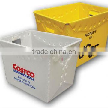 corrugated plastic tote box with metal wire