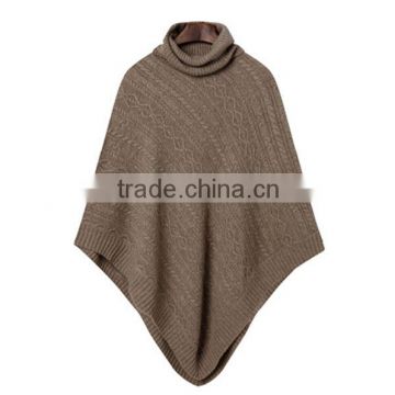 BGA15045 Ladies high collor shawl warm wrap soft hand feeling cashmere poncho
