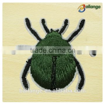 green beetle good quality embroidered patches for leather coat decoration