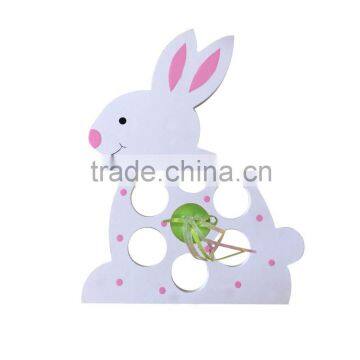 Wooden rabbit shaped egg plate easter 7eggs wooden holder easter table decoration gifts