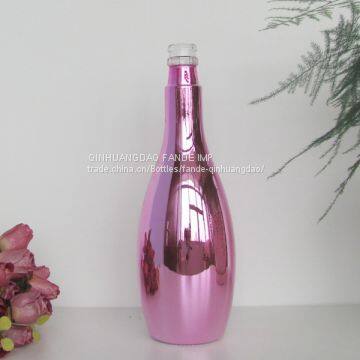 Electroplating pink glass bottle for liquor