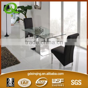 TH317 modern furniture glass top stainless steel base dining set