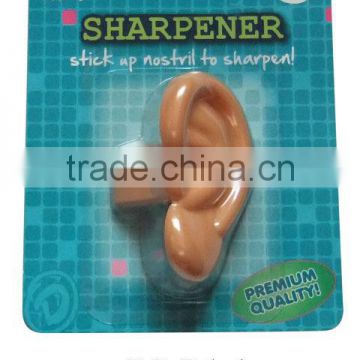 Promotioal plastic funny ear shape blister packing pencil sharpener