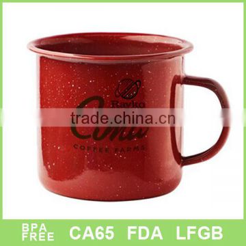Enamelmetal mug with handle with print logo
