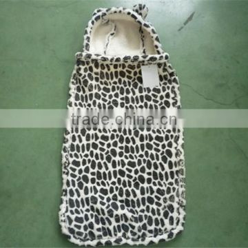 Lepord Pattern Animal head Plush Fleece indoor children sleeping bag