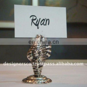 Silver Shell Wedding Favor Place Card Holder