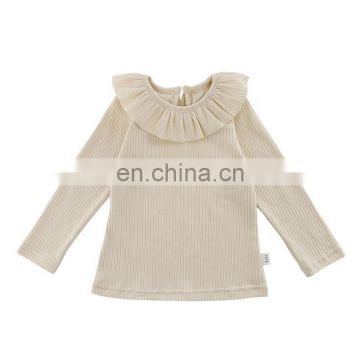 8298/Customised full sleeve vogue t-shirt girl kids casual all-match solid girls sweet top