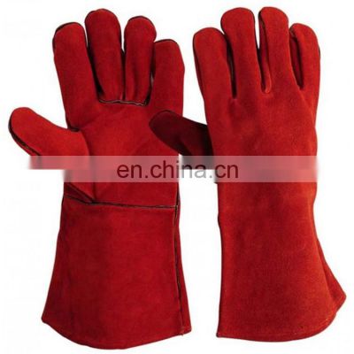 Red Hand Safety Welding Gloves Supplier Price Heat Resistant Leather Welding Gloves for Welder