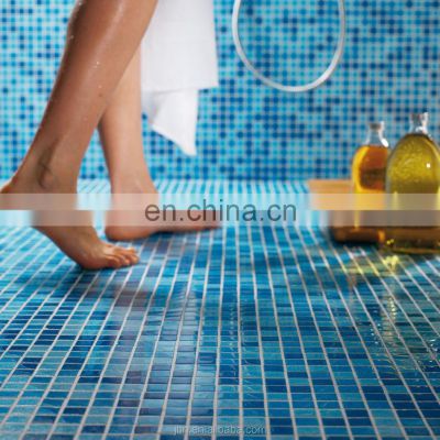 4mm non slip hot melting blue color glass mosaic swimming pool tile