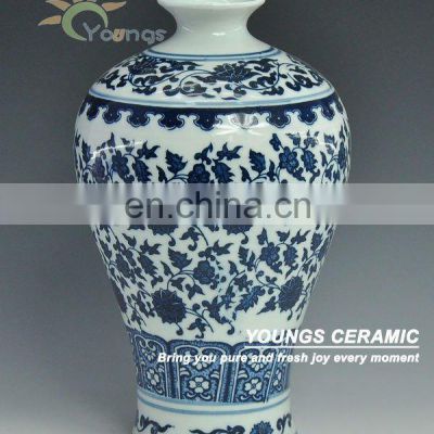 Oriental porcelain blue and white prunus vases
