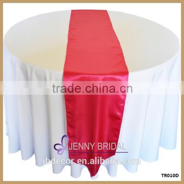 TR010D custom made bright red satin table runners wedding