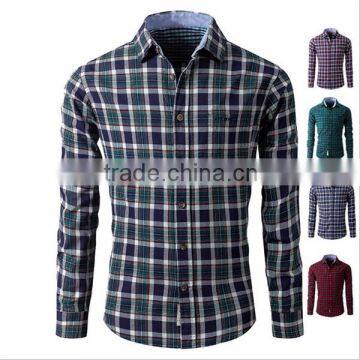 Designer stylish cotton check shirts for men long sleeve shirts