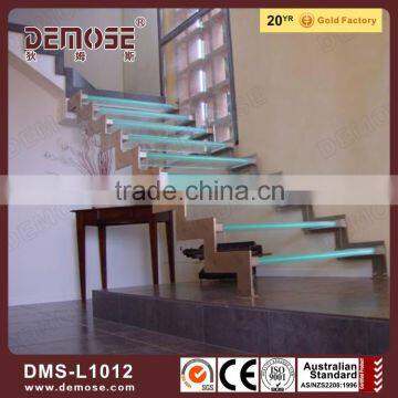 internal stairs residential straight Led glass stairs