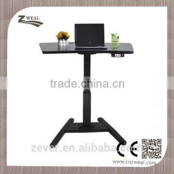 Single foot height adjustable desk and chair