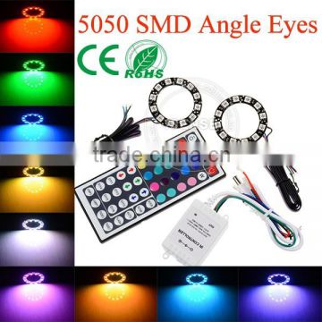 rgb 5050 smd remote control high quality full/semi-circle car led angel eyes lighting with 24 months warranty