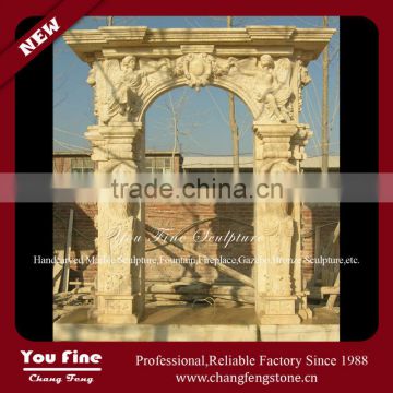 Stone Statue Natural Carving Beige Marble Door Frame For Sale