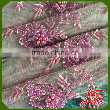 New Arrival Sequined Beads Spangle Embroidery Fabric Wholesale