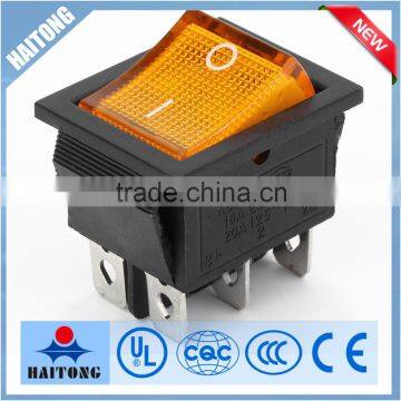 hot selling 6pin 250v rocker switch t85 yellow light rocker switch