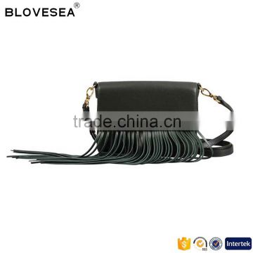 Simple magnet cover girls shoulder bag tassels leather shoulder messenger bag