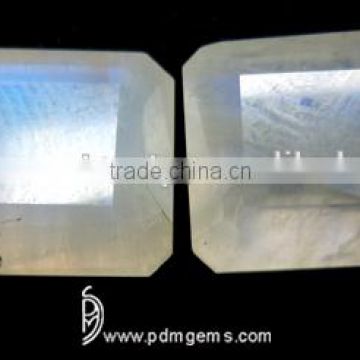 Natural Rainbow Moonstone Octagon Lot Faceted Cut For Silver Pendant