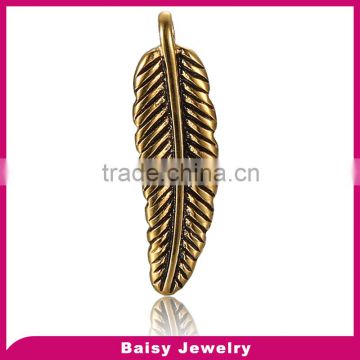 unique gold plated 316l stainless steel feather pendant