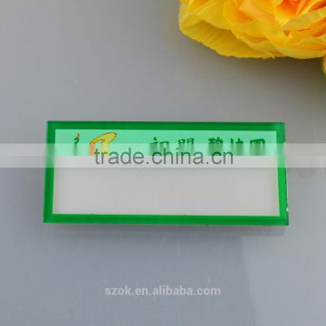 colorful acrylic pin name tag holder with company logo printed hot sale