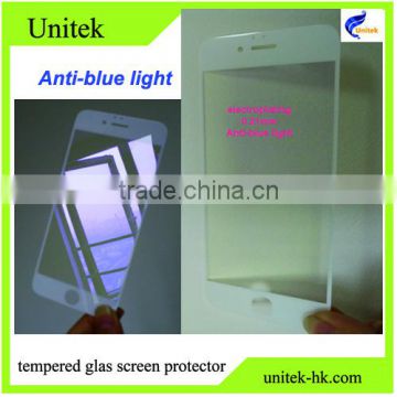 Trade assurance Manufacturer! Electroplating Anti-blue light white 0.21mm for iPhone 6/6s/6plus tempered glass film