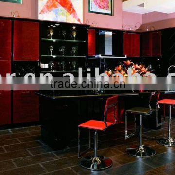 Modern burgundy color UV Curing kitchen cabinet MGK1021