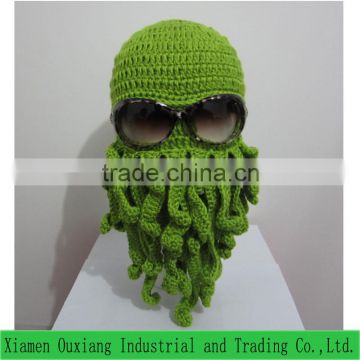 Black octopus style beard knitting hat 705