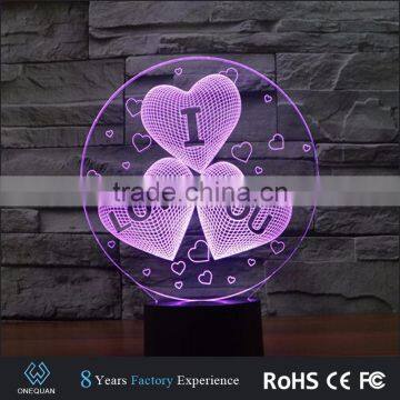 2017 Amazing Romantic Valentine's Gift 3d led night lamp light