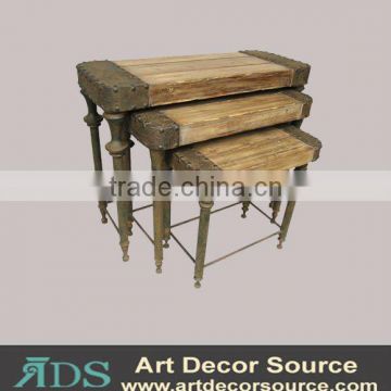 S/3 Wooden w/Metal Table