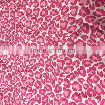 300t pongee fabric 100% polyester,garment fabric,pink leopard-print fabric