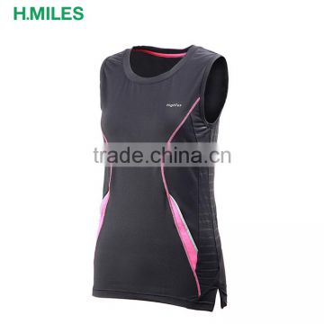Moisture Wicking sportwear slim fit women gym running sport sleeveless t-shirt