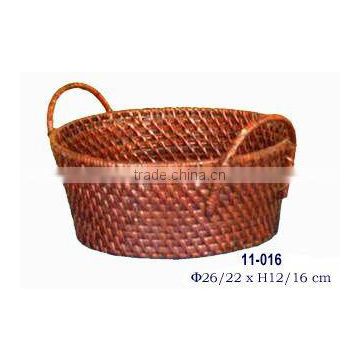 Round painted rattan basket