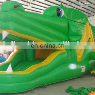 2014 high quality new design giant Inflatable green crocodile obstacle course for sale