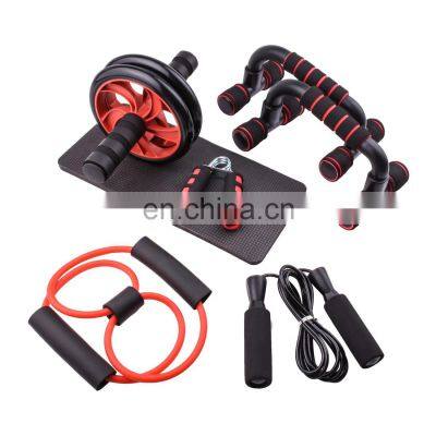 Gym Workout Multifunctional Abdominal Wheel Resistance Band Luxury Ab Roller Wheel Set Push Up Bar Jump Rope