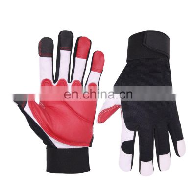 HANDLANDY Mens Genuine Goatskin Leather Gloves Driving Cycling Bike Work Gloves Safety Industrial Gloves