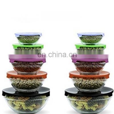 Best Quality Glass Bowl Set with Plastic Lids