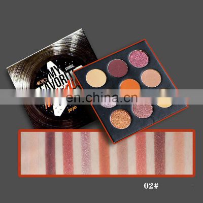 Private Logo Vinyl Record 9 Colors Eyeshadow Palette Paper Packaging Square High Pigmented Eye Shadow Palette