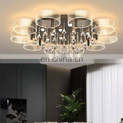 Hot Sale Indoor Luxury Decoration Bedroom Living room Acrylic Gold Black LED Modern Ceiling Light
