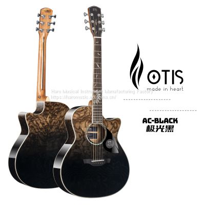 41 inch Stocks GA Body black colour light Solid Wood Acoustic Guitar