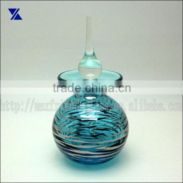 160ml hand made blue with mercury silver swirl glass empty perfume bottle
