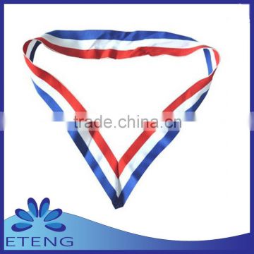 Washable and customzied polyester silver printed neck ribbons for sports