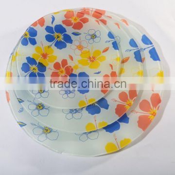 Advertising gift tempered glass dinner plate with rippled edge
