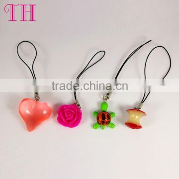 factory wholesale resin flower turtle shape cell mobile phone strap for present