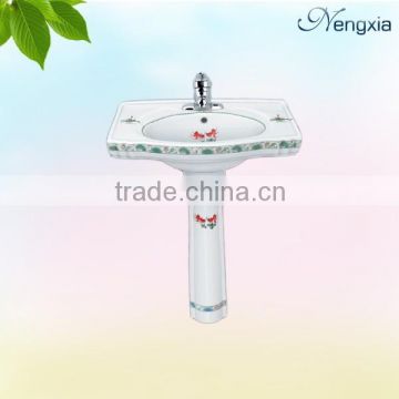 B80-2 80cm square face washing pedestal basin in white color