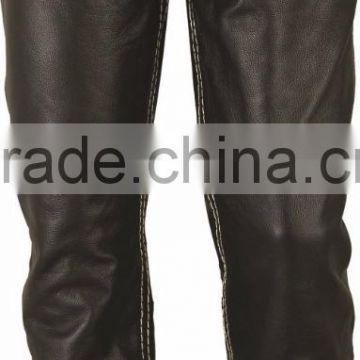 Slim-fit-Leather-Pants-black with white thread