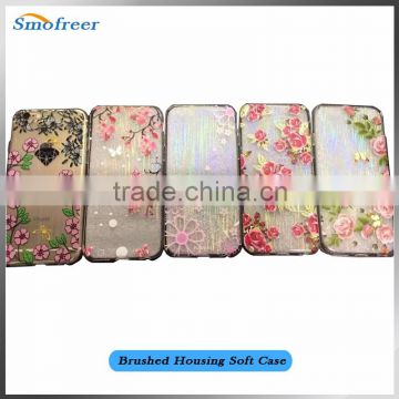 Hot selling phone case for iphone TPU and PC case in stock IMD brashed housing case for iphone 6