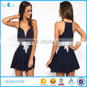 China factory customize girl lace waist sexy playsuit summer design