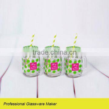 450ml 3pcs glass mason jar set with decal 2016 hot sale